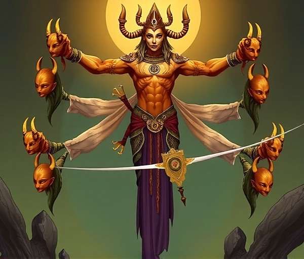 Ravana - Fennel Ancient Secrets Ravana character in Fennel Ancient Secrets with ten heads and multiple arms