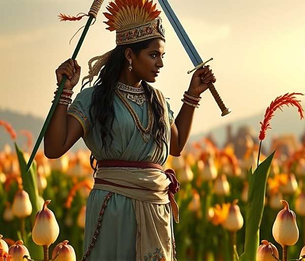 Draupadi - Fennel Ancient Secrets Draupadi character in Fennel Ancient Secrets with sword